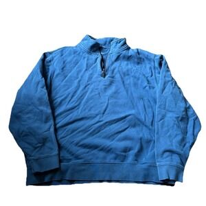 LL Bean Quarter Zip Pullover Mens Size XL Blue Fleece Sweater